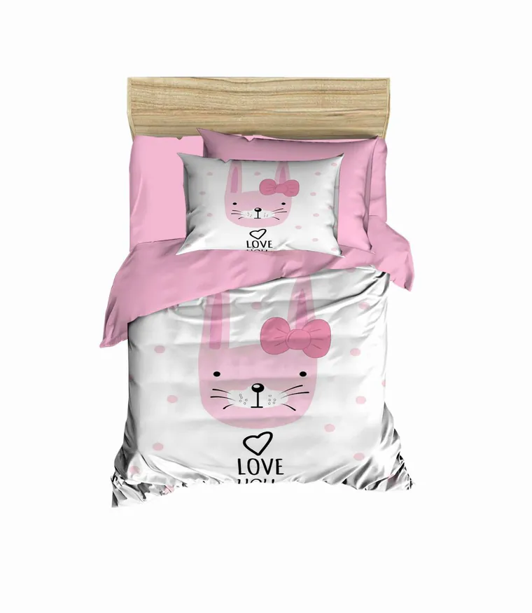 Lenjerie de pat pentru copii, L'essentiel Maison, PH1109, Pudră / Gri / Roz