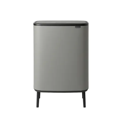 Cos de gunoi cu soft touch, Brabantia, Bo Touch Mineral, 2x30 L, 31.2x54.5x81.5 cm, otel, gri