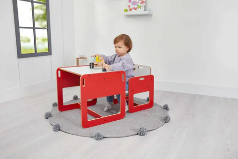 Set masa si scaun pentru copii, Hanah Home, Dove, Rosu/Alb