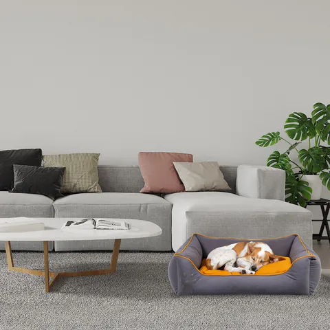 Pat pentru animale de companie, Paws & Whiskers, Lucy Dog & Cat L, Material exterior: 100% poliester, Gri/Muștar