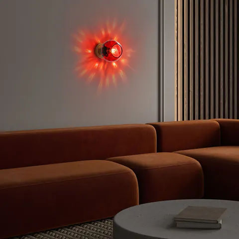 Aplica de perete, Opviq, 521SHN3695, Roșu / Auriu