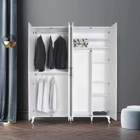 Dulap pentru haine, Hanah Home, Grd-1040-Dd-3, 180x224x62 cm, Alb