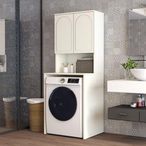 Dulap masina de spalat, Hanah Home, Lyon 60, 70x183x60 cm, PAL, Crem