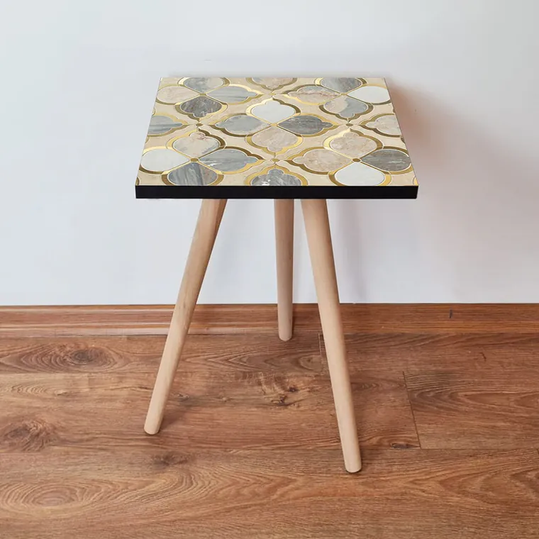 Masuta, Hanah Home, Shp136, 35x42x35 cm, Bej / Gri / Auriu