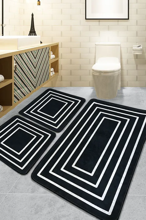 Set covorase de baie, L'essentiel Maison, Wale, Negru