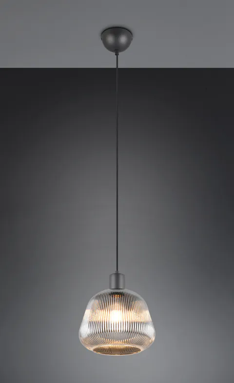 Lustra Tarifa, TRIO, 22x150 cm, 25W, 1x E27, metal, negru mat/argintiu