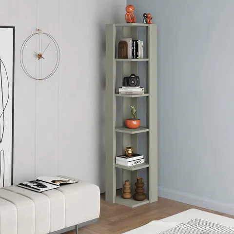 Corp biblioteca, Hanah Home, Nati Corner, 31.8x160.8x31.8 cm, Verde cenusiu