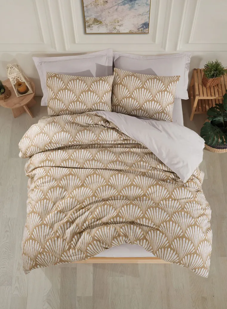 Lenjerie de pat pentru o persoana Single XXL (DE), 2 piese, L'essentiel Maison, Yelpaze, 65% bumbac/35% poliester, Maro