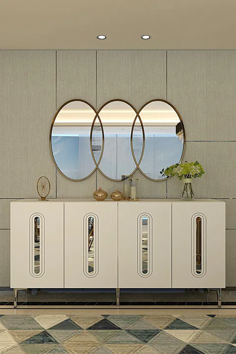 Consola, Hanah Home, Rany 150, 150x75x32 cm, Alb / Argintiu