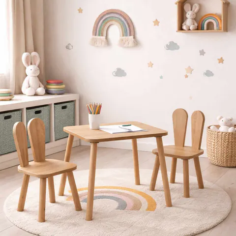 Set masa si scaun pentru copii, Hanah Home, Tavsan, Maro