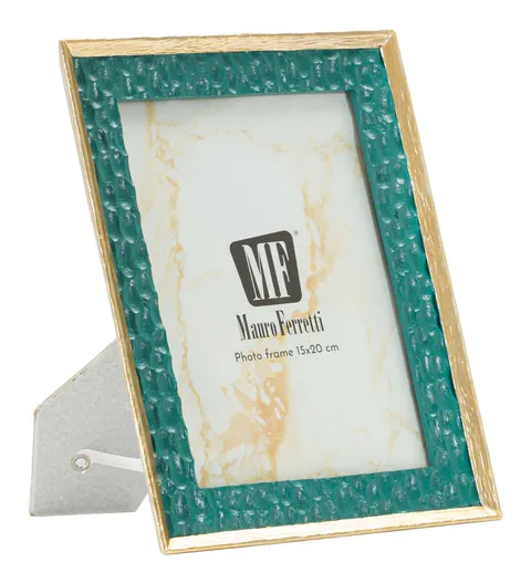 Rama foto Grent, Mauro Ferretti, 15x20 cm, polirasina/sticla, verde/auriu