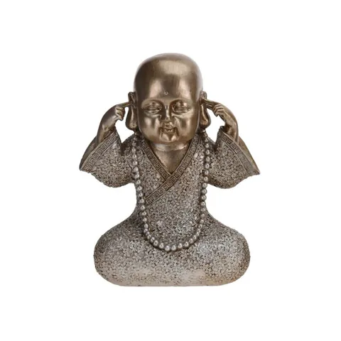 Decoratiune Buddha, Hear No Evil, 19x11x23.5 cm, poliston, auriu
