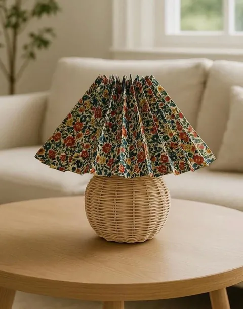 Lampa de masa, Opviq, 751ARL1134, Metal acoperit cu lemn, Multicolor / Bej