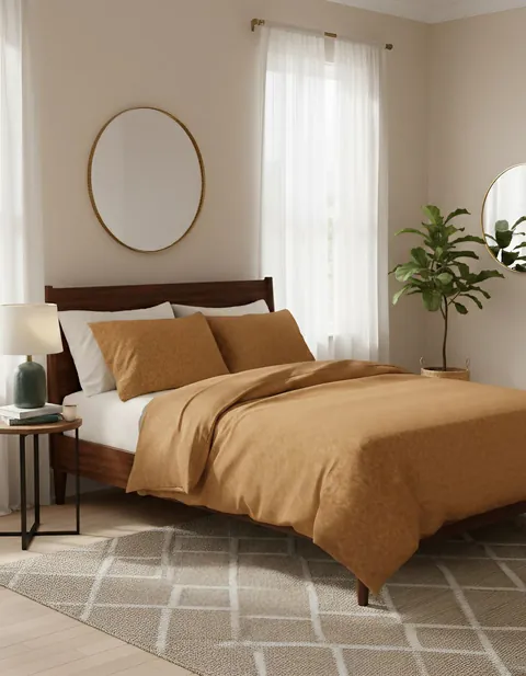Lenjerie de pat dubla King (FR), L'essentiel Maison, Alekra Kombin, Galben mustar