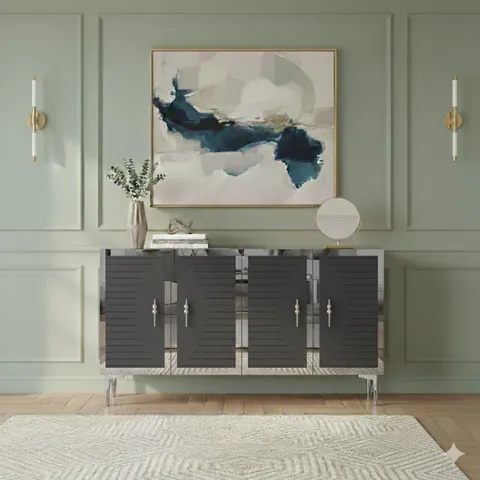 Consola, Hanah Home, Tuna 120, 120x75x32 cm, Antracit / Argintiu