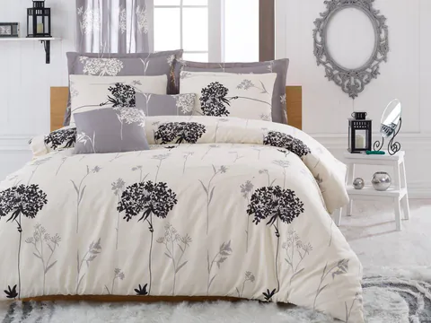 Lenjerie de pat pentru o persoana Single XXL (DE), 2 piese, L'essentiel Maison, Efil, Grey / Beige / Black