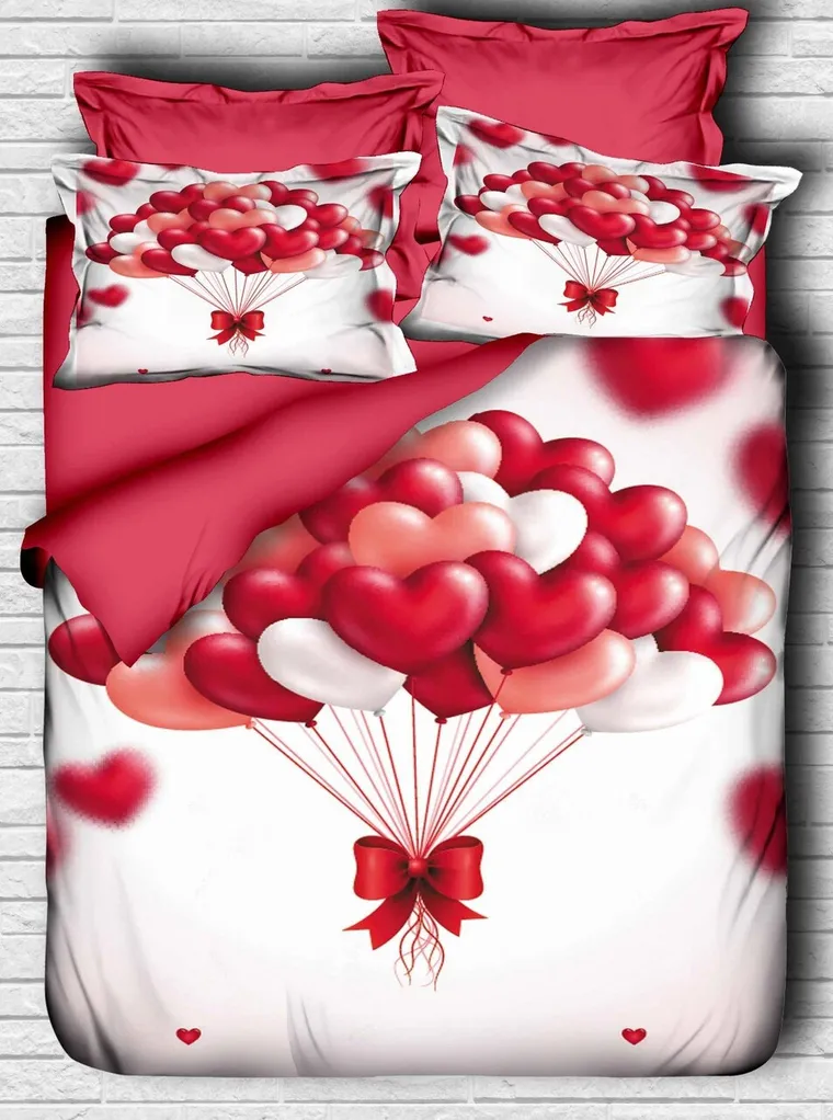 Lenjerie de pat dubla, L'essentiel Maison, 162, Roșu / Roz / Alb