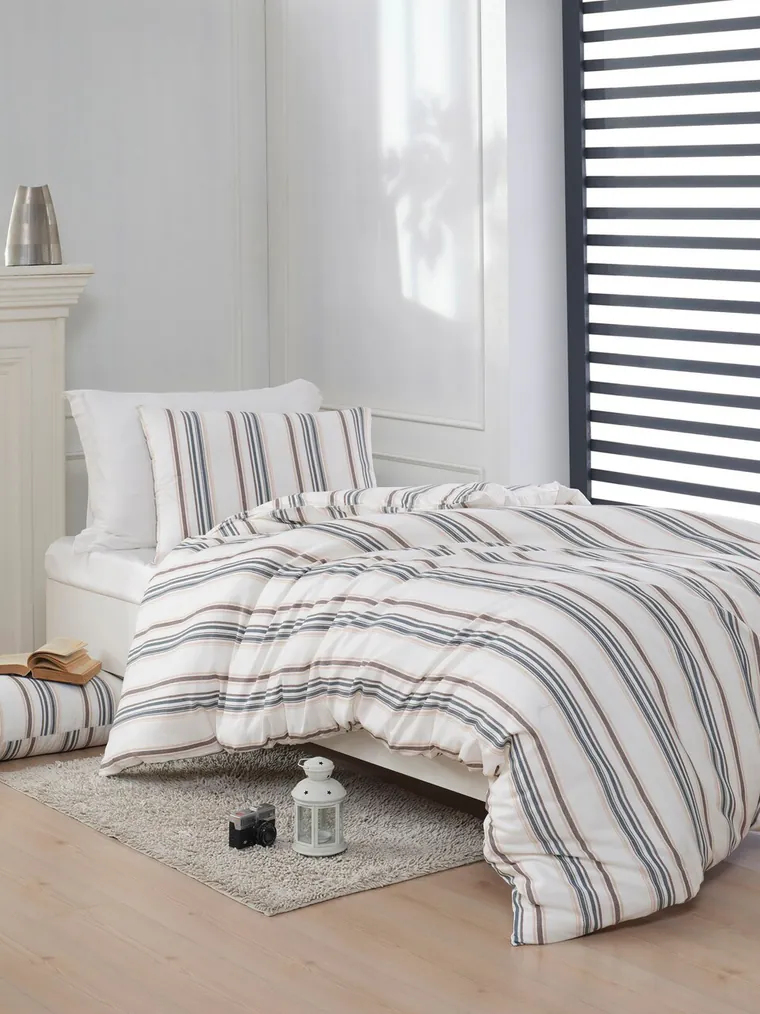 Set lenjerie de pat pentru o persoana Single XL (DE), 2 piese, L'essentiel Maison, Nairobi, Bumbac;Poliester, Crem