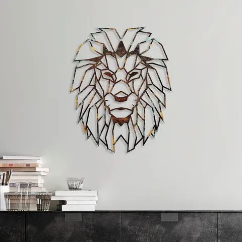 Decoratiune de perete, Lion, 40 x 50 cm, Multicolor