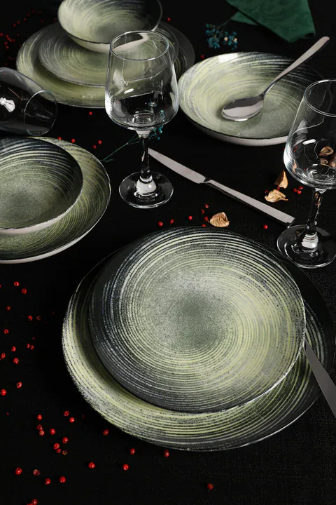 Serviciu de masa, Hermia, 387GRP1107, Farfurie: 20 × 20 × 4 cm (6 bucăți), Multicolor