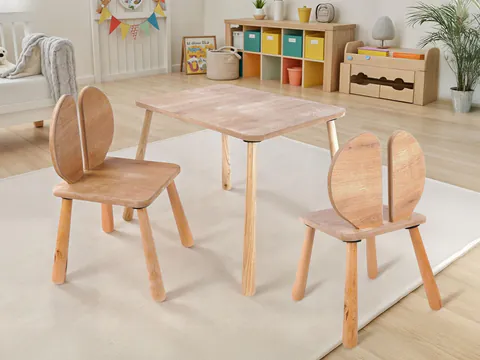 Set masa si scaun pentru copii, Hanah Home, BLTYZ-AKTV064-1, Stejar
