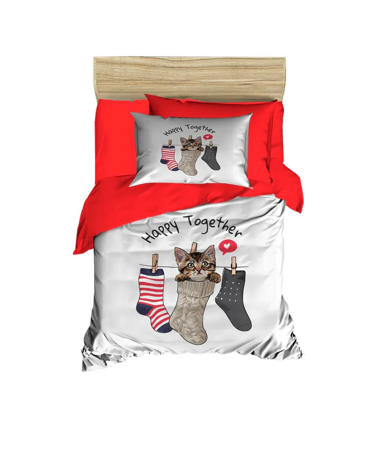 Lenjerie de pat pentru copii, L'essentiel Maison, PH193, Roșu / Alb / Bej