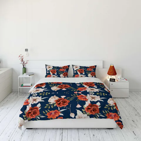 Lenjerie de pat dubla (DE), 3 piese, L'essentiel Maison, FLW_DVT25-6, Multicolor