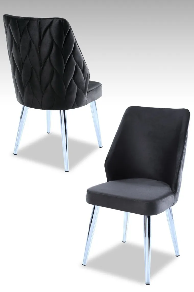 Set scaune 2 piese, Hanah Home, Pufi, PAL, Antracit / Crom