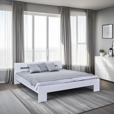 Pat dublu, 180x200 cm, Annik, Inter Link, lemn, alb