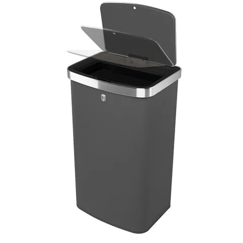 Cos de gunoi cu senzor Berlinger Haus, Anthracite, 38.5x28.5x65 cm, 60 L, otel, antracit mat