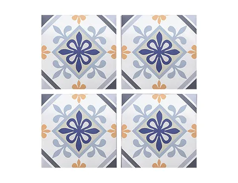 Autocolant decorativ Ethnicities, 15x15 cm, 8 piese, polipropilena, albastru/galben