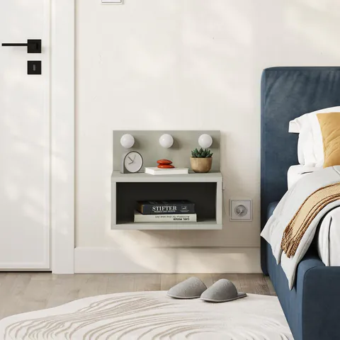 Noptiera, Hanah Home, Treo, 40x33.8x30 cm, Verde cenusiu