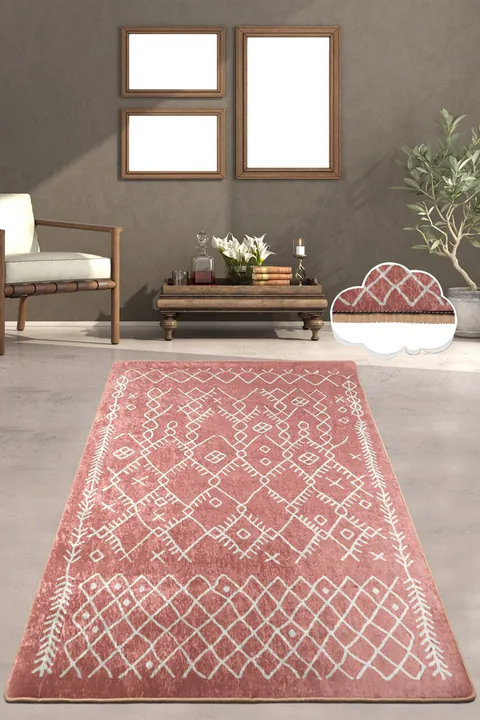 Covor, Chart Beige, 100x300 cm, Poliester, Caramiziu