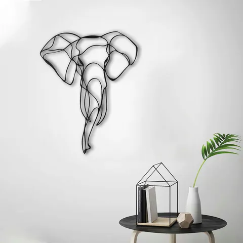 Decoratiune de perete, Elephant 2, Dimensiune: 52 x 41 cm, Negru