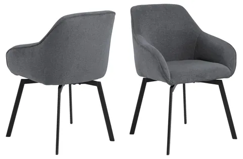 Scaun Clara, Actona, 58.5x55.5x83.5 cm, rotativ, tesatura structurata/otel, antracit