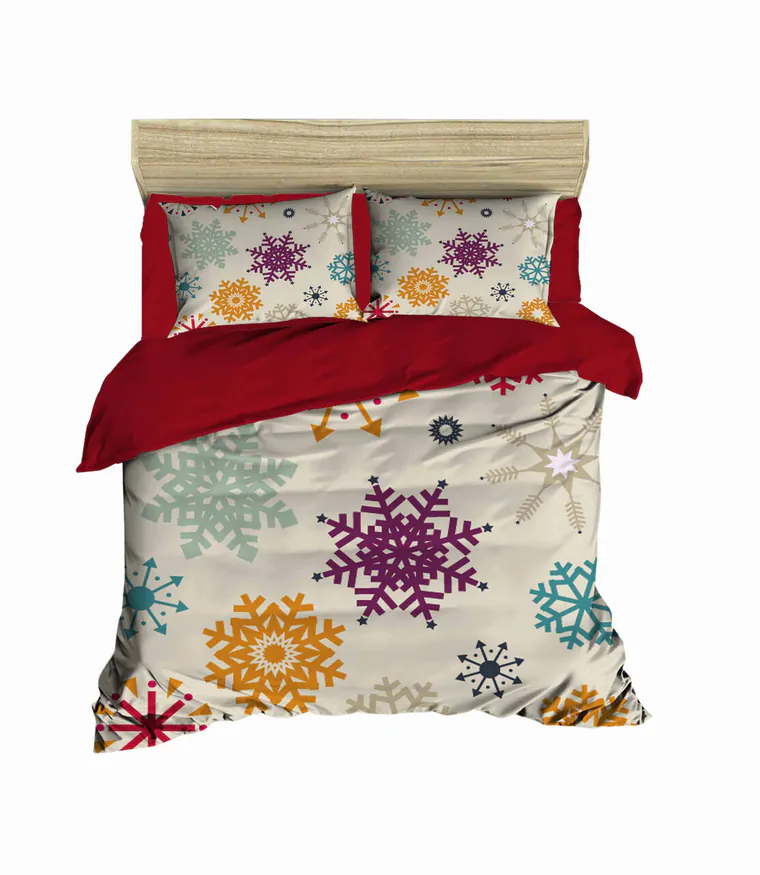 Lenjerie de pat dubla Super King (EU) (IT), 3 piese, L'essentiel Maison, 460, Red / White / Yellow / Purple / Blue