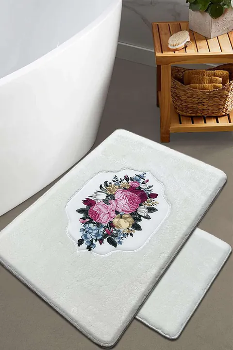 Set covorase de baie, L'essentiel Maison, Bella Rose, Ecru