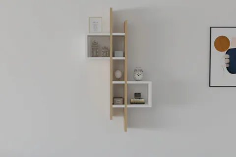 Raft de perete, Hanah Home, Emse, 53.8x108x19.6 cm, Stejar Safir / Alb