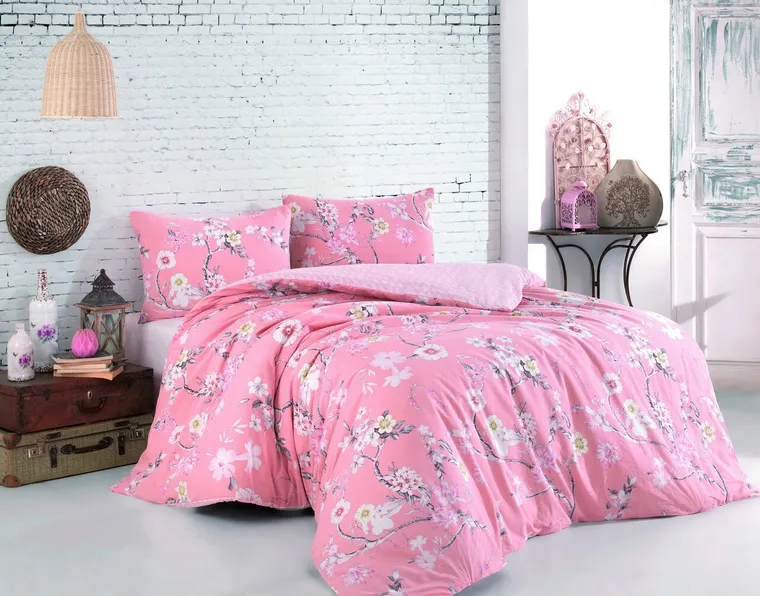 Lenjerie de pat dubla, L'essentiel Maison, Ardenya, Pulbere / Alb