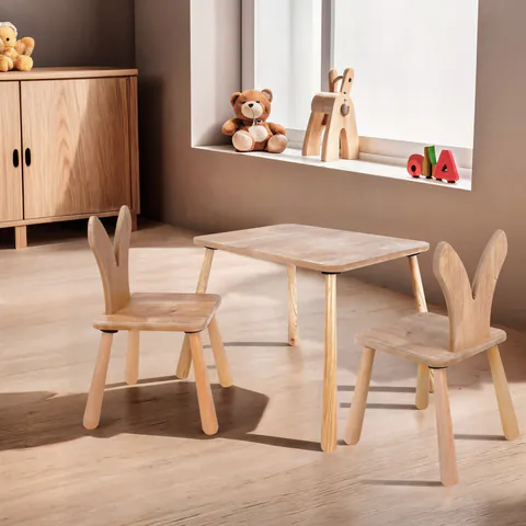 Set masa si scaun pentru copii, Hanah Home, BLTYZ-AKTV060-1, Stejar