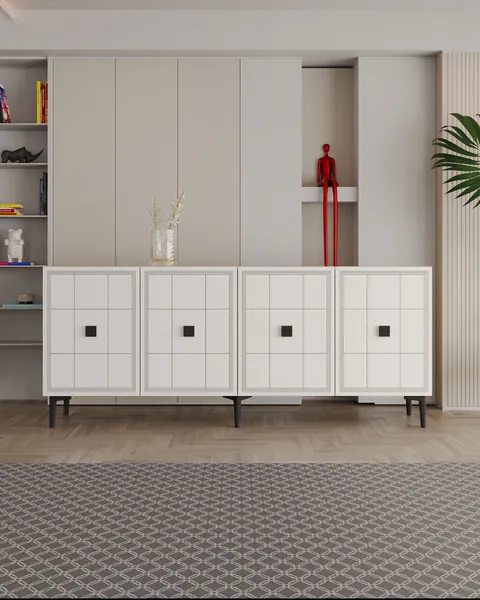 Consola, Hanah Home, Yuka 150, 150x75x32 cm, PAL , Stejar Safir / Alb