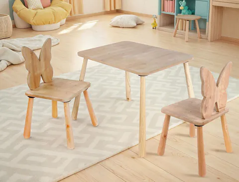 Set masa si scaun pentru copii, Hanah Home, BLTYZ-AKTV062-1, Stejar