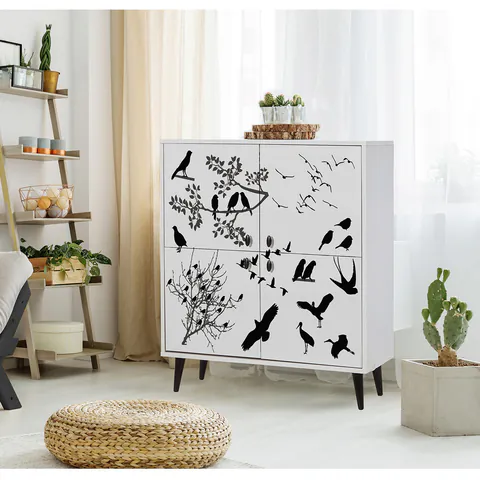 Dulap multifunctional, Hanah Home, Multilüx Manyas, 95x111x36 cm, Alb/Negru