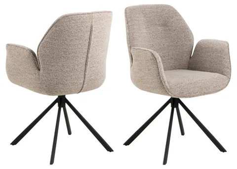 Scaun Aura, Actona, 62x61x90 cm, rotativ, tesatura Boucle/otel, bej