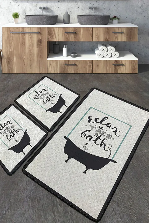 Set covorase de baie, L'essentiel Maison, Take A Bath, Poliester, Multicolor