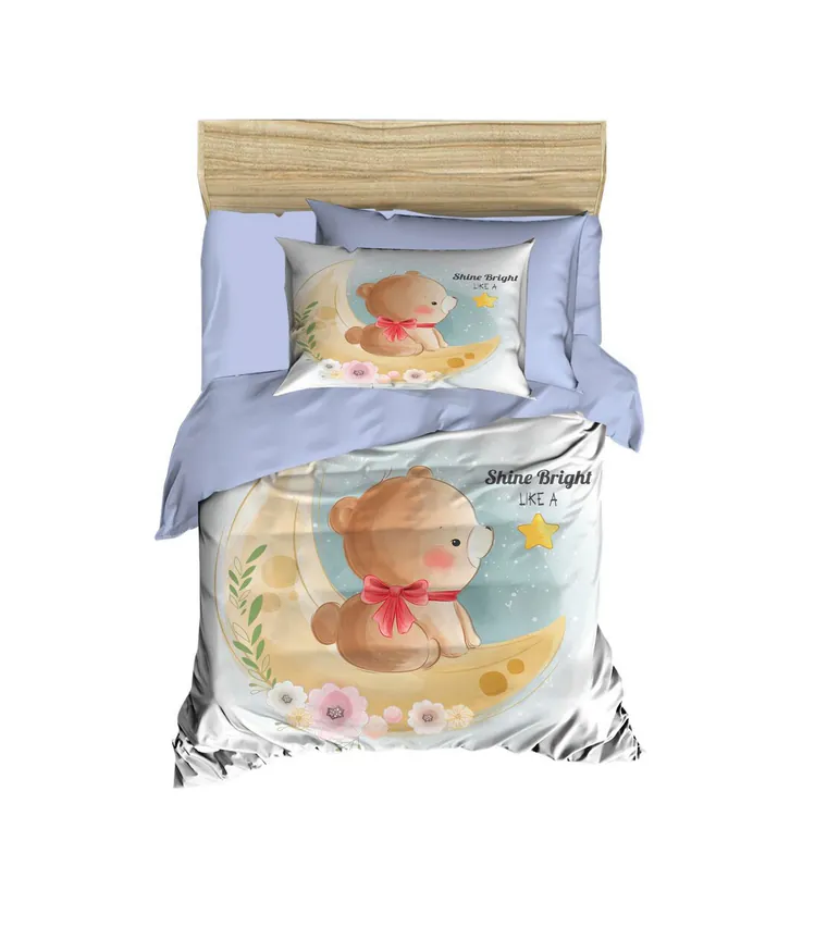 Lenjerie de pat pentru copii, L'essentiel Maison, PH179, Liliac / Galben / Maro