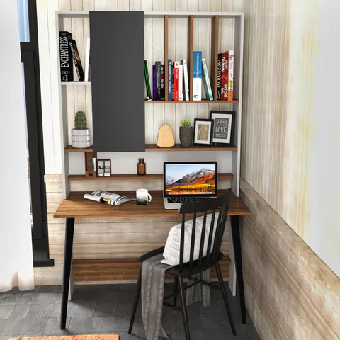 Birou, Hanah Home, Wood, 120x60x196.6 cm, Alb/Maro