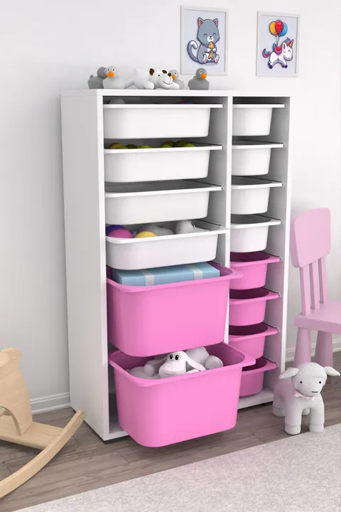 Dulap multifunctional, Hanah Home, Rine 2D4K8U, 69.5x109x30 cm, Alb/Roz