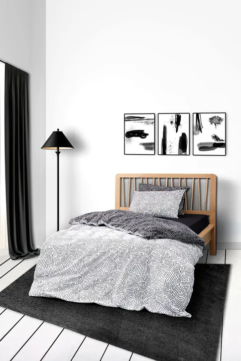 Lenjerie de pat pentru o persoana (DE), L'essentiel Maison, Maze, Negru