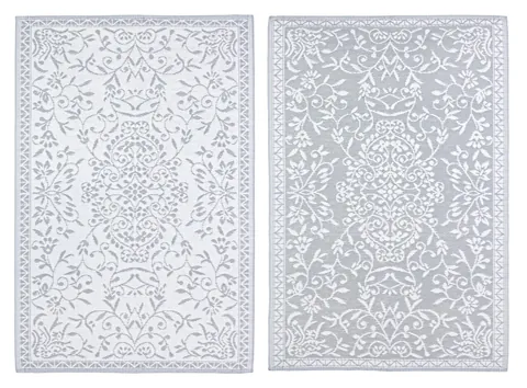 Covor de exterior cu doua fete Ansedonia, Bizzotto, 120 x 180 cm, polipropilena, alb/gri
